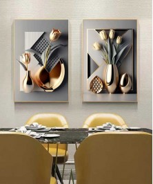 Gold Frame 60*90 Cm Crystall Painting Gold Vase Decoration For Living Room And Kitchen